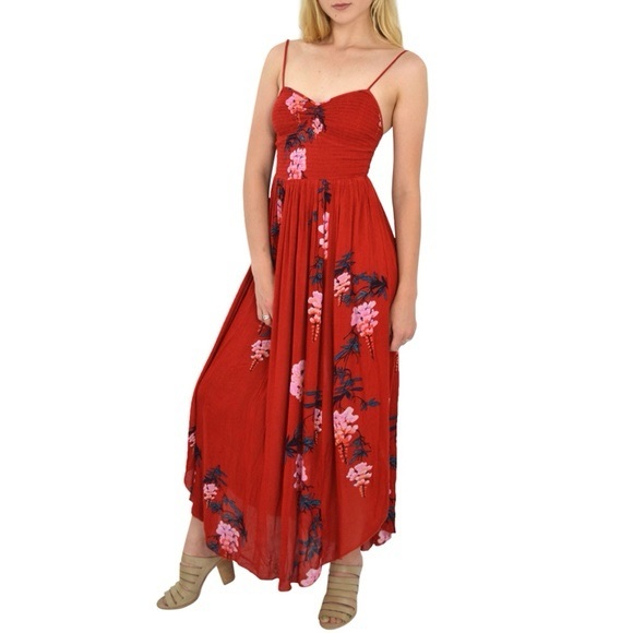 FREE PEOPLE 🌹’Beau’ Floral Print Smocked Maxi Dress - Picture 10 of 16